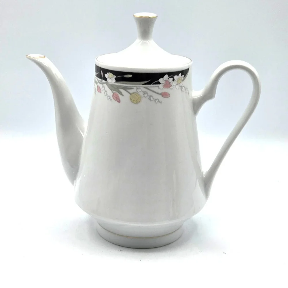Crown Ming Fine Bone China COFFEE POT Teapot W/LID JIAN SHIANG MICHELLE Pattern